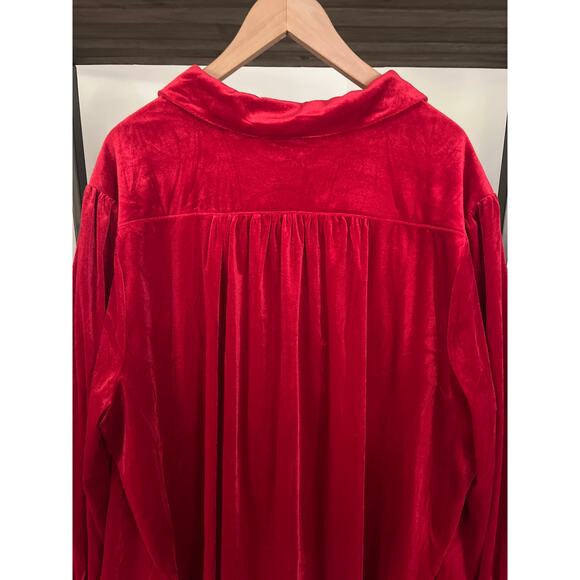 Modcloth Be Buzzworthy Red Velvet Holiday Shirt Sz 4X - Picture 6 of 7